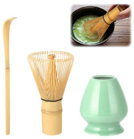 Wenrescry Matcha Set de 80 púas de bambú para té verde y bebidas en polvo, juego de 3 piezas, fácil de limpiar
