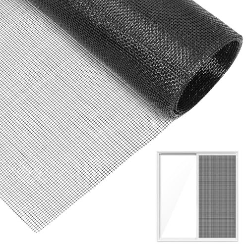 Rete Zanzariera per Finestra, 120 x 250CM Fibra di Vetro Telo Ricambio, Zanzariera per Finestre e Porte, Realizzazione Zanzariere a Telaio Fisso, Tagliabile Rotolo Colore Nero