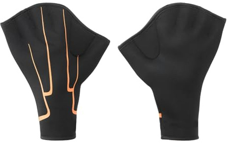 PATIKIL Gants de Natation, Gants de Natation Palmés Fitness de l'eau Résistance à l'eau Palmes de Natation pour Femmes et Hommes Aquagym, XL, Gris/Orange
