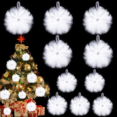 Becellen 10 Pezzi Addobbi Piuma di Natale Bianca, Decorazioni Piuma per Albero Natalizi Pendenti Ornamenti Natalizi per la Casa Interno Esterno