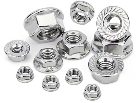 10 TEILE/LOS 304 Edelstahl Sechskantflanschmutter Pinking Slip Locking Kontermutter M3 M4 M5 M6 M8 M10 M12 M14 M16 M20 DIN6923(M10)