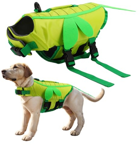 CAPASTEC Giubbotto di salvataggio regolabile a forma di ape per cani per il nuoto e le barche L verde