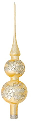 Krebs Glas Lauscha - Weihnachtsdekoration/Christbaumschmuck aus Glas - Christbaumspitze - Farbe: Gold Eislack - Größe: ca. 30 cm