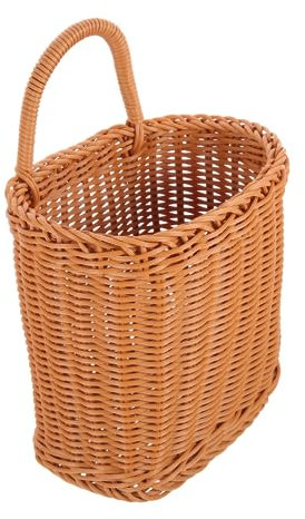 MOLUCKFU Hängender Aufbewahrungskorb Aus Kunststoff Und Geflecht Multifunktionaler Wandaufbewahrungskorb Blumenkorb Für Obst Und Deko Ländlicher Retro Stil