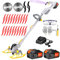 WeGofly 28CM Akku-Rasentrimmer, (2 x 21V 4.0A Akku und schnelles Ladegerät, Hilfsgleitrad, Trimmrad, Teleslopstiel, 2X Sägeblätter, 2X Metallmesser, 20x Kunststoffmesser) freischneider ​akku
