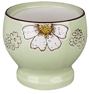 Set di mortaio e pestello Set di mortaio e pestello in ceramica con motivo a crisantemo, pestello in legno, utensile da cucina for smerigliatrice di erbe aromatiche, 4,3 pollici Trita Erbe(Green)