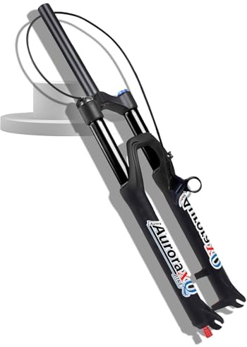 LYYCX AuroraXQ 26/27,5/29 Zoll Fahrrad Vordergabel 160mm Federweg MTB Gabel, Gerade/konisch 1-1/8 Rebound Anpassen QR 9mm Mountainbike Federgabel(Straight Remote Lock,26 Zoll)
