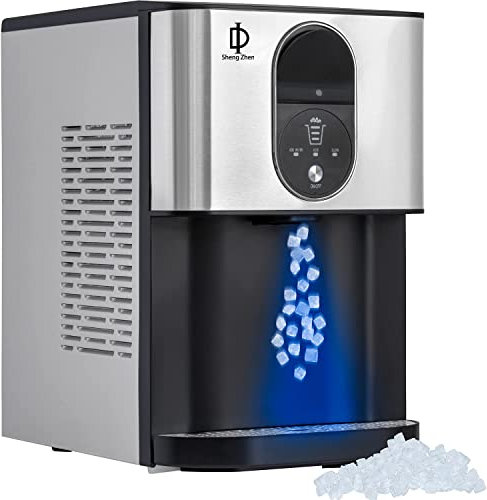 Fabbricatore di ghiaccio portatile da banco, fabbricatore di ghiaccio a pepite autoerogante da banco, ghiaccio masticabile automatico da 46 libbre al giorno, 1,8 libbre all'ora, portatile per bar e