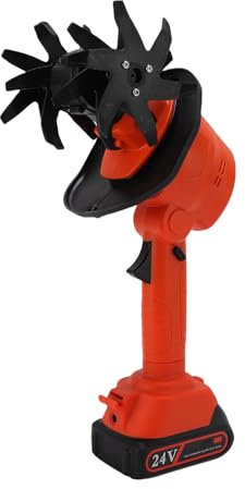 Cordless Tiller Electric Cultivator for Garden Soil Breaking and Composting, Battery-Powered Cultivator with 1500mAh UK Plug Safety Lock for Smooth Tending and Ground Preparation