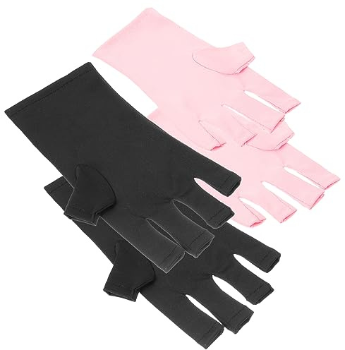VINTORKY Guantes de Manicura Anti-uv de Poliéster Cómodos y Amigables, 2 Pares para Protección Profesional en Nail Art y Rutina de Manicura