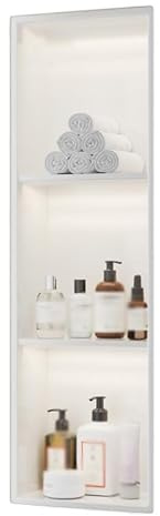 Baodiale Badezimmer-Wandnische, Edelstahl-Dusche mit Licht, wasserdicht, versenkbarer Nischen-Caddy für Badezimmer, Küche und Hotel, wandmontierte Aufbewahrungslösung