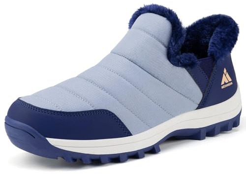 Mishansha Chaussures d'hiver Femmes Doublées, Antidérapantes Bottes de Neige Chaudes à Enfiler pour Femmes Outdoor, Bleu 39 EU