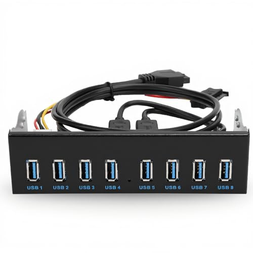 Vvikizy 8 Port USB 3.0 Hub internal usb hub 19 PIN Optical Drive Bay Adapter, Enhanced Power 5.25 bay accessories for PC Computer, USB Front Panel Expansion Slot USB Hubs