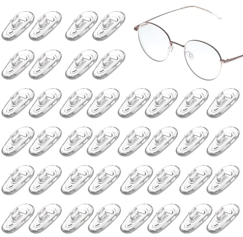 25 Pairs Eyeglasses Replacement Nose Piece Push-in Eyeglass Noses Pads Anti-Slip Eye Pads Glass Accessories Oval Nose Guards for Glass Sunglasses Glasses Repair Kit Keep Glasses from Sliding- Clear