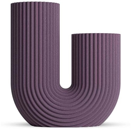ebenkunst Arora Vase - Pampasgras Deko, Blumenvase Modern, Tischdeko Vase, Designer Vasen - Made in Germany aus Bio PLA (Lila)