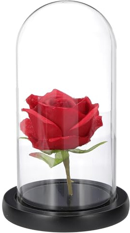 sourcing map Glass Cloche Display Dome, 7 x 3.5 Glass Dome Display Case Wood Base Tabletop Jar Case Decorative Bell Jar for Plant Home Decor Office Wedding Party, Black