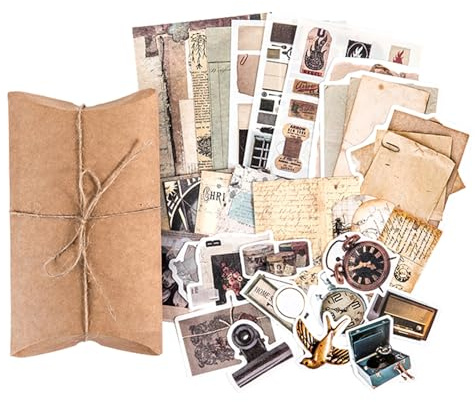 Generisch Scrapbook Supplies Sticker Papers Pack | Zubehör für Junk-Zeitschriften,Antiker Scrapbooking-Schulplaner für Bullet Journals Hochzeitseinladungen