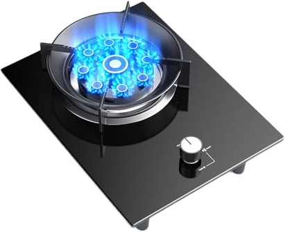 Piano Cottura A Gas 1 Bruciatore, Bruciatore Wok A 9 Cavità Da 5,2 KW, Vetro Temperato Con Protezione Antispegnimento, For Cucina Domestica E Uso Esterno (GN/GPL)(NG)