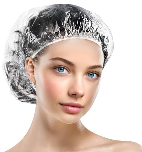 100 Stück duschhauben Einweg Große Kunststoff Duschkappe Wasserdichte Transparente Duschhaube für Damen und Herren Salon Spa Reise Heimgebrauch Hotel Dusche