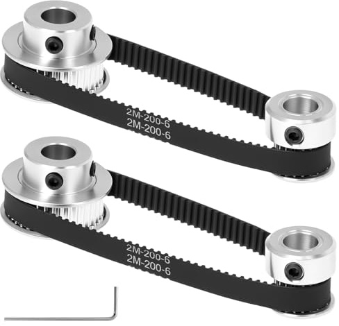 QWORK® 2 Sätze Zahnriemenscheibe 2GT für 3D-Druckers, 20 & 36 Zähne 8mm Bohrung Aluminium Zahnscheibe und 6mm Breite 200mm Länge Riemen