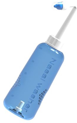 TEHAUX Flacon de Nettoyage Nasal 500 Ml pour Rinçage Nasal Quotidien Commande Bouton et Utilisation Tête en Bas Adapté aux Adultes et Garçon et Filles pour Soins Nasaux à Domicile