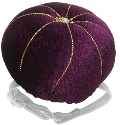 QUARKZMAN Nadelkissen Armband Nähnadelkissen Polyester Nadelhalter Tragbar Kürbisförmiges Nadelkissen Armband Für Nähen Quilten Handarbeit DIY Basteln Lila