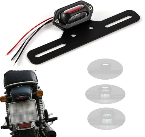 APEBAZY Motorrad Rücklicht LED mit Halterung Motorradrücklicht Bremslicht Kennzeichenbeleuchtung E24-Geprüft Rotlicht Kompatibel Street Cruiser Chopper Cafe Racer