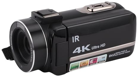 Asixxsix Videocamera, Videocamera 4K Ultra HD 64MP con Zoom Digitale 18X, Vlog con Microfono Esterno Stabilizzatore Portatile per Creatori di Contenuti