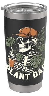 Monstera Deliciosa Plant Dad Skeleton Plant Lover Stainless Steel Insulated Tumbler