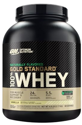 Optimum Nutrition Gold Standard 100% Whey Naturally Flavored Protein Powder 4.8 (Packaging May Vary), Vanilla, 76.8 Ounce
