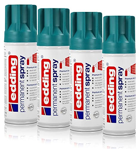 4x edding Permanent Spray petrol matt 200 ml Premium Acryllack Spraydose