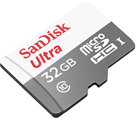 SanDisk Ultra 32GB Android microSDHC Speicherkarte bis zu 80 MB/Sek, Class 10, Grau, Weiß, 1 Pack, SDSQUNS-032G-GN3MN