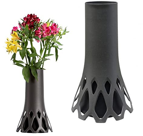 Plastia Grabvase Roseta mit Sockel Gewicht anthrazit 1 L