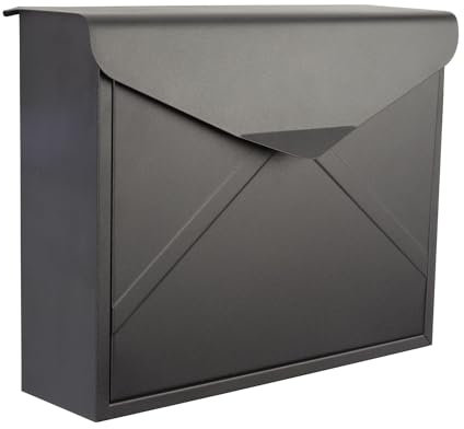 Perel Briefkasten Verona, Wandmontage oder freistehend, inkl. 2 Schlüssel, Abmessungen (H x B x T) 38 x 29 x 11.5 cm, in matten Schwarz