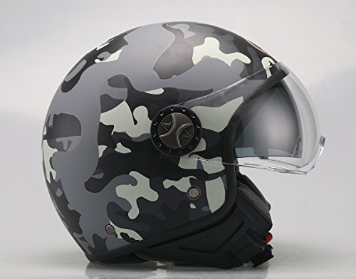 AL Helmets - CASCO DEMI-JET MOD. 101/BIS MIMETICO GRIGIO MISURA XL -DOPPIA VISIERA