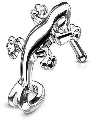 Tapsi´s Coolbodyart® Nasenpiercing Nose Stud gerade Chirurgenstahl 316L Stahl-Silber Gecko Chamäleon