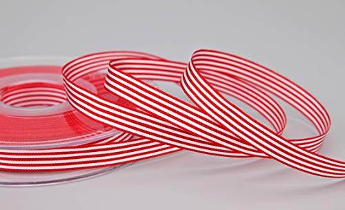 finemark Dekoband Stripes ROT 16 mm x 25 m (Rolle) Streifen Geschenkband Schleifenband Stoffband gestreift elegant Geschenkverpackung Geburtstag Ostern Dekoration Premium Band Karten