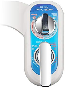 Left Hand Bidet Attachment - Non-Electric Bidet Toilet Attachment Hot and Cold for Sanitary and Feminine Wash, Fresh Water Sprayer W/Self-Cleaning Dual Nozzle,9/16