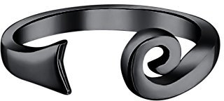 Marlogendo Damen Wunderschöner 14 K schwarz vergoldeter 925 Sterling Silber keltische Spirale Midi Ring Zehenringe verstellbar