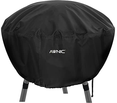 AWNIC Fire Pit Cover Waterproof Round Firepit Cover with Hook and Loop Fasteners 420D Polyester Ø76x30cm