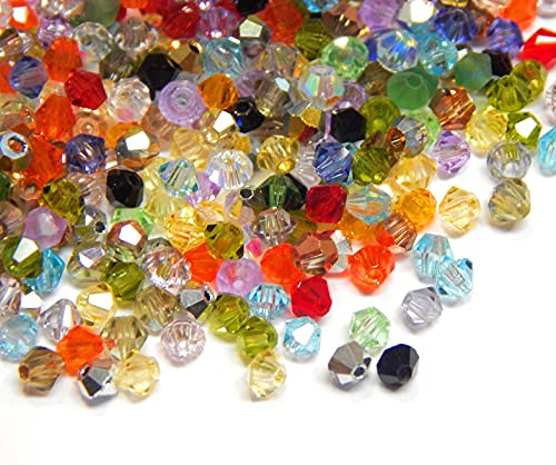 Perlin Preciosa Böhmische Kristallperlen Doppelkegel Bunte Mix Perlenset Tschechische Perlen Glasschliffperlen Glasperlen 3mm Bicone Beads 200 Stück