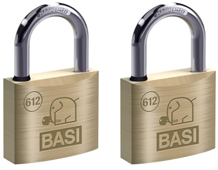 BASI Lot de 2 cadenas | 40 mm | Avec arrêt d'eau | Fermeture identique | Boîtier en laiton massif | Anse en acier trempé | Cadenas solide | Épaisseur de l'anse : 6 mm | Lot de 2