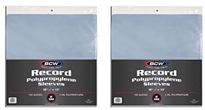 BCW 33 RPM Record Sleeves | Polypropylene Vinyl Record Outer Sleeves | 2 mil Thickness | Vinyl Record Album Protectors | (200 Pack)