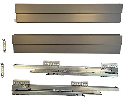 GRASS Schubladensystem Set Nova Pro SCALA Vollauszug gedämpft, synchronisiert, 40kg, Höhe 90 mm mit SoftClose Schubladenauszug Schublade Schubkastenauszug. Farbe: Stone (400 mm Nennlänge)