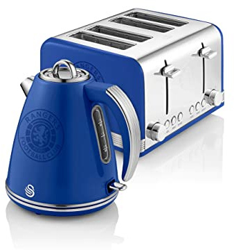 Swan Official Rangers Football Club Twin Pack, 1.5L Retro Jug Kettle and 4 Slice Retro Toaster, Red, STP8050RANN