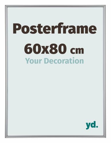 yd. Posterrahmen 60x80 cm Silber Hochglanz - Kunststoff Rahmen Paris | Your Decoration, Acrylglas aus Kunststoff, Wandmontage, Geeignet für Fotos, Poster und Puzzles, Made in Holland