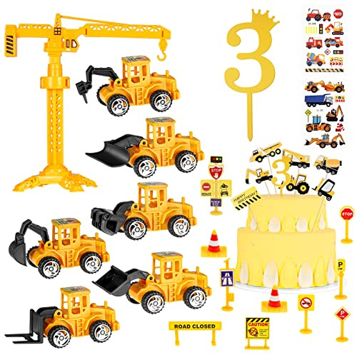 Tortendeko Baustelle 3 Jahre, 27 Stück Mini Bagger Baustelle Spielzeug | Bagger Kuchendeko Baustelle Kuchen, Verkehrsschilder Kinder, Bagger Geburtstag Deko, Baustellen Deko Kuchen für Jungen Party