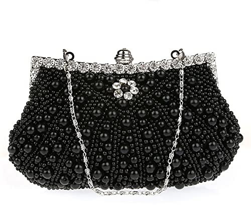 Damen Clutch Perlen Abendtasche für Party Hochzeit Frau Geschenk Tasche Elegant Handtasche klein Brauttasche Kettentasche Umhängetaschen Schultertaschen