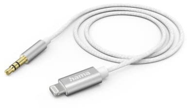 Hama Aux-Kabel Lightning 3,5-mm-Klinke, 1,0 m, Weiß für iPhone, iPad