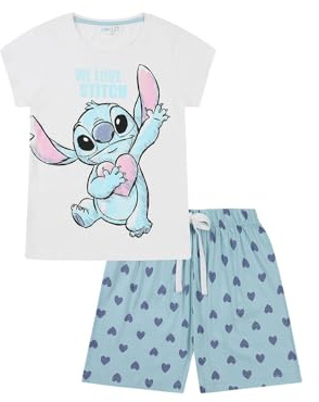 Disney Lilo and Stitch We Love Stitch Ladies Short Pyjama Set (12-14) White